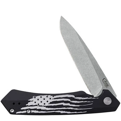 Cuchillo Case 10857 Kinzua bandera grabada mango de aluminio negro S35VN EE. UU. Foto 1 de 4