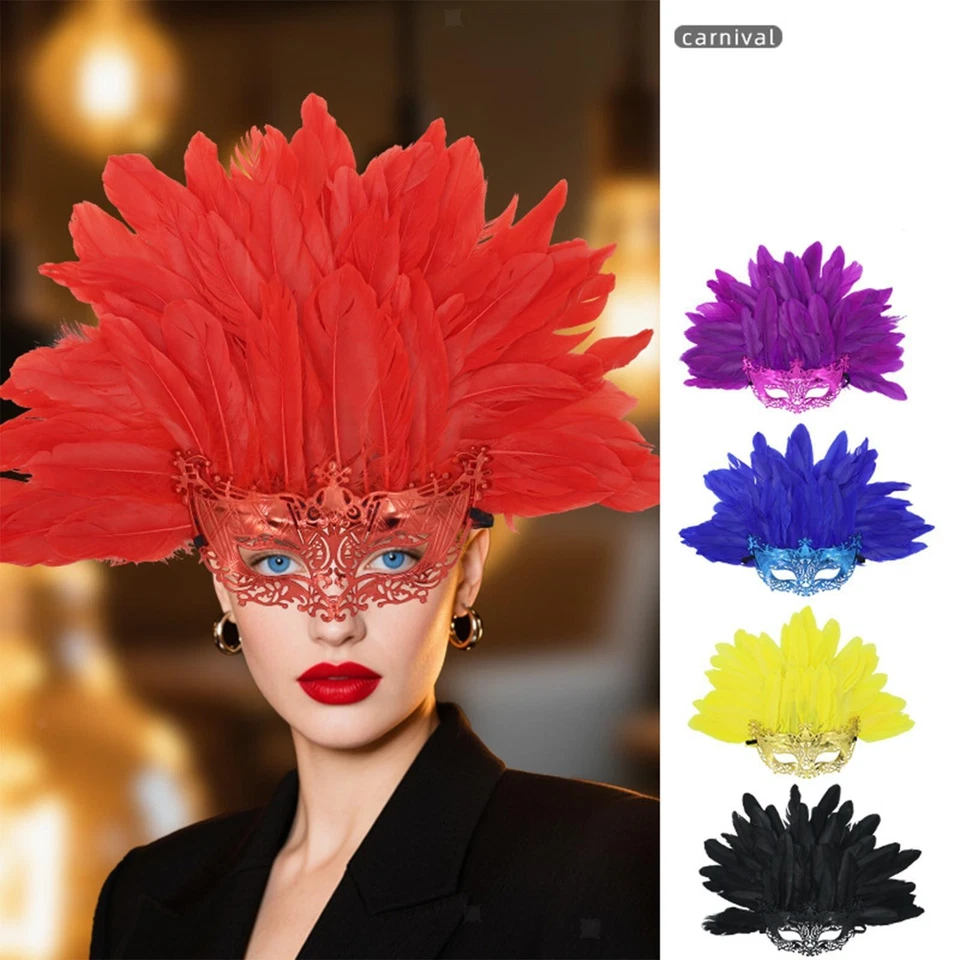 Half Face Artificial Feather Mask for Adult Children Halloween for Festival - Image 1 of 1