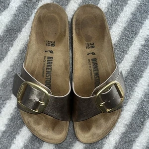 Birkenstock Madrid Big Buckle Taupe Sandals Slides Womens Size 38 - Picture 1 of 8