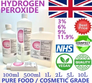 Hydrogen Peroxide 3% 6% 9% 11.9% PREMIUM FOOD GRADE Surface Cleaner FREE P&P - Picture 1 of 2