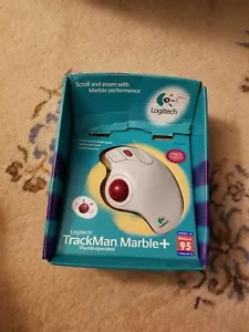 VTG Logitech TrackMan Marble+ Trackball Mouse W/ Box Manual Install Media 95 New - Picture 1 of 9