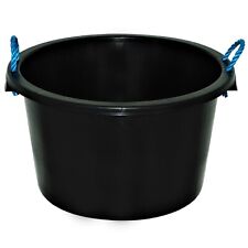 70L Muck Black Bucket & Rope Handles Heavy Duty Plastic Builder's Water Storage