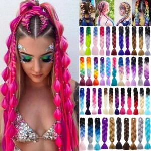 For Festival 24" Jumbo Braiding Hair Extensions Braids Twist Ombre Real As Human - Picture 1 of 193