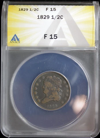 1829 Classic Head Half Cent  ANACS F-15 (2330147) Cover