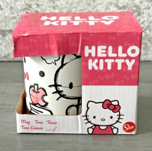 Taza Sanrio Hello Kitty 325 ml 2024 Russko Stor blanca taza diseño boceto en caja nueva - Imagen 1 de 12