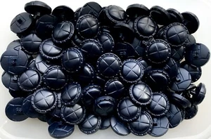 Buttons 25mm 40L Dark Navy Blue Leather Effect Aran Football Shank Button (Y115) - Picture 1 of 24