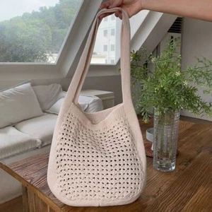 Große Kapazität Häkel tasche Hohl Handtaschen stricken Frauen Mädchen - Bild 1 von 16