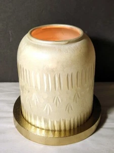 Anthropologie LILLIANE Hurricane Blown Glass Etched Candle Holder IVORY - NIB - Picture 1 of 7