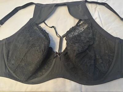 NWOT Cacique Lane Bryant Womans Bra Black French Balconette Underwire 42DDD Lace - Image 1 of 4