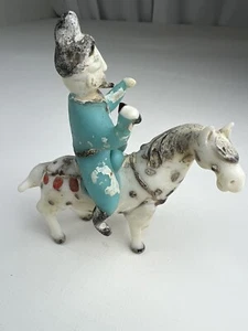 4-6 C. Tang Dynasty Porcelain Mini Toy Figure Rider + Horse Chinoiserie Decor - Picture 1 of 14