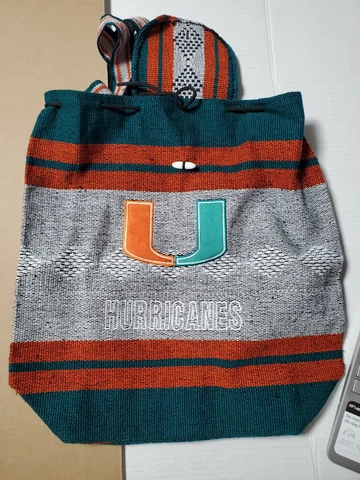 UM Miami Hurricanes Knit - Woven Tote Bag Carrying Bag Backpack Cover
