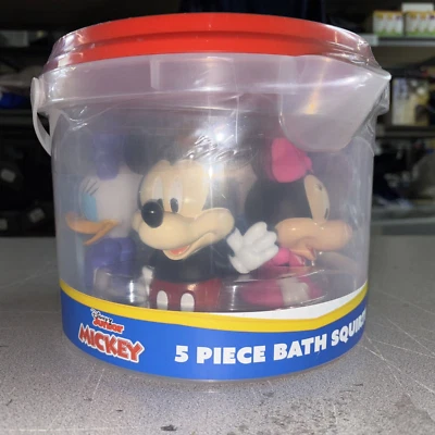 Disney Junior Mickey & Friends 5 Piece Bath Squirter Bucket Set Bath Toys New - Image 1 of 3