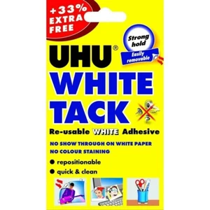 UHU WHITE TACK 33 % extra wiederverwendbarer selbstklebender Klebeband blau blau blau Tac 66 g PACKUNG UK - Bild 1 von 3