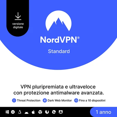 NordVPN Standard, 10 Dispositivi, 1-Anno, VPN e Cybersecurity, Codice Digitale - Immagine 1 di 4
