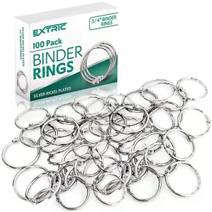 Loose Leaf Binder Rings 3/4 Inch, Metal Book Rings for Index Cards 100 Pack, - Picture 1 of 6