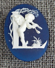 Antque Vtg Letter L Button in the Style of Wedgewood Jasperware Apx:1-1/2" #012Y