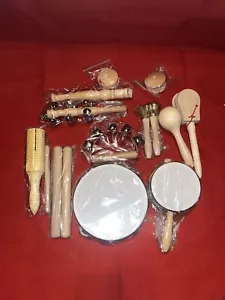 Toddler Wooden Musical Instruments Kids Tambourine Maracas, Rattle, Bells New - Picture 1 of 7
