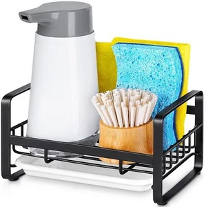 Kitchen Sink Caddy Sponge Holder Tray Drainer Rack Soap 304 Stainless Steel - Picture 1 of 6