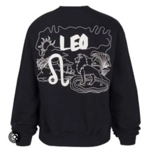 Good American Leo zodiac black pullover cotton sweatshirt size 1 Small - Picture 1 of 8