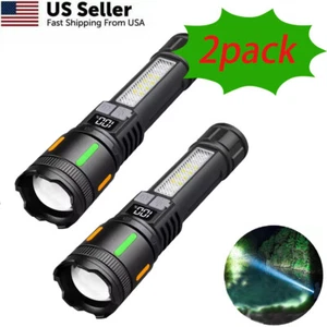 99000000 Lumens Super Bright LED USB Flashlight Rechargeable Work Light 2PC - Picture 1 of 12
