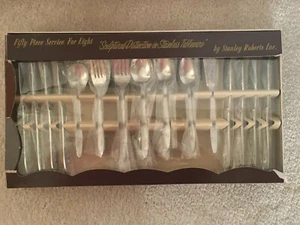 STANLEY ROBERTS Stainless Steel Silverware 50 Pieces Vintage NEVER BEEN USED - Picture 1 of 8
