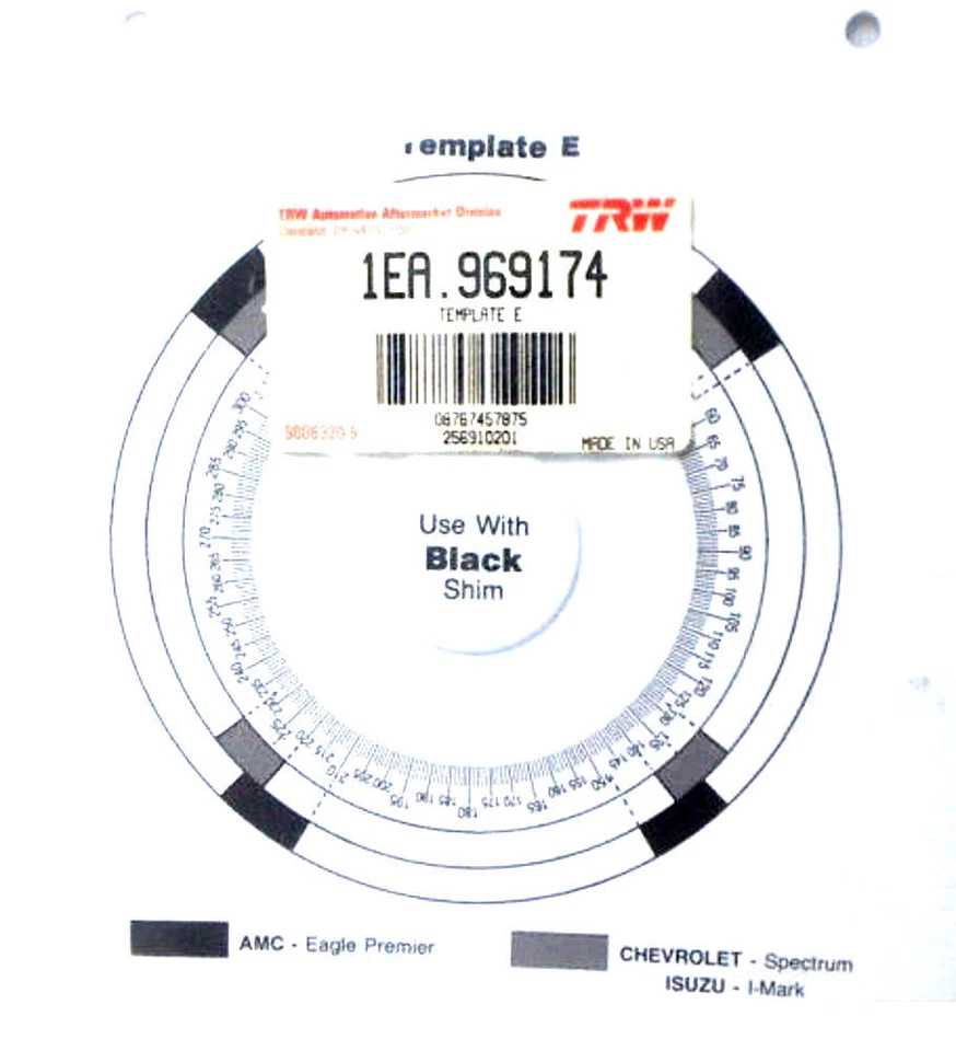 TRW 969174 Plantilla E Uso Con Cuña Negra Para AMC Chevrolet Isuzu Totalmente Nuevo Foto 1 de 1