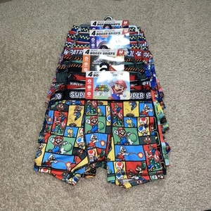 Boys 4 Pack Boxer Briefs Bundle (Mario,Paw Patrol,Jurassic World Size 8 II-2252 - Picture 1 of 14