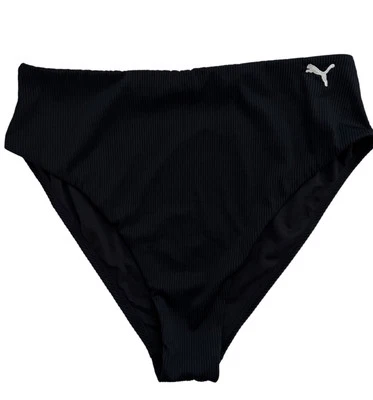 Parte inferior de bikini acanalada de cintura alta negra Puma para mujer talla grande XXL Beach Resort Foto 1 de 4