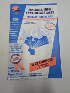 Pesca Hot Spots Lake Maps Wisconsin Series Minocqua, Mid & Kawaguesaga Lakes - Foto 1 di 4