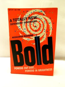NOS UNGEÖFFNET VOLLE VINTAGE 1960’s BOLD POWDER WASCHMITTEL SEIFE BOX 20oz - 37cents - Bild 1 von 8