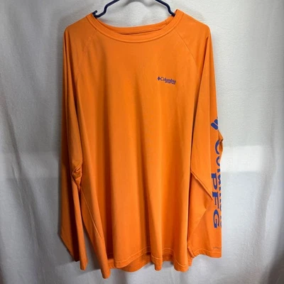 Columbia PFG Orange Long Sleeve Performance Fishing Shirt Men's XXL 2TG - Image 1 of 4
