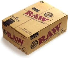 RAW Classic King Size Natural Slim Rolling Papers 110mm Full Box of 24 Booklets - Picture 1 of 2