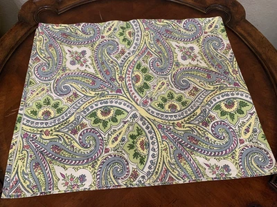 April Cornell Floral Paisley Table Runner 82 x 17" Blue Green Cotton India - Image 1 of 4