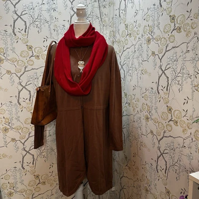 Новый без ЯРЛЫКОВ Isaac Mizrahi живой платье Sz 1 X коричневый длинные рукава кнопки хлопок Midi - Изображение 1 из 4