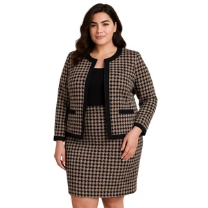 Kasper schwarz hellbraun Hahnentritt Blazer & Rock Anzug Set-Größe 18 Jacke/14 Rock - Bild 1 von 10