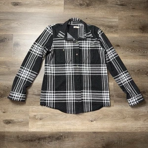 Faherty Legend Pullover Shirt Damen Small Windowpane Flanell weich grau Taschen - Bild 1 von 7