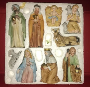 Homco Home Interiors Porcelain Complete Nativity Set 9 Pieces 5599 - Picture 1 of 3