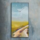 Horloge décorative sur toile 30x60 Art Tableau Prairie Route Champ Paysages