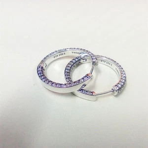 Pandora Timeless Pavé Single-row & Pavé Hoop Earrings Single-row Silver - Picture 1 of 4