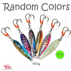 1 bis 20 Stück 100g Flach Angeln Fall Vertikal Speed Messer Jigs Zufällige Farbe Posten - Bild 1 von 12