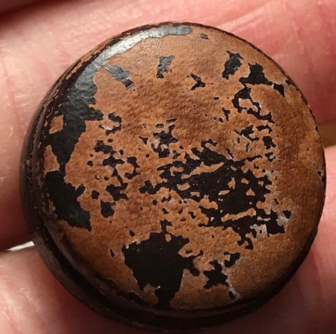 very old primitive distressed leather? antique vintage button #137 Cover