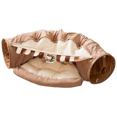 CatAmore Katzentunnel interaktiv klappbar Rascheltunnel Katzenbett Kratzbällen