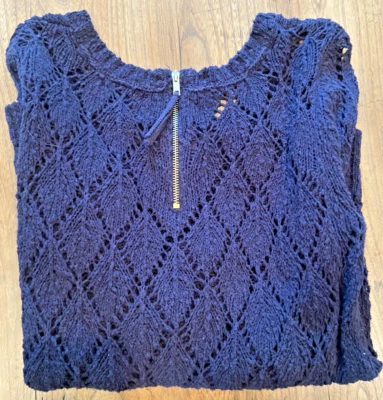 Suéter de algodón ligero azul tejido abierto H&M para mujer con cremallera trasera dorada talla M Foto 1 de 3