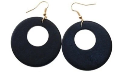 Simple & Natural Wood Round Pendant Earrings for party Art for Ladies - Image 1 of 4