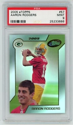 2005 Topps ETopps Aaron Rodgers Rookie Card RC Print Run 1200 PSA 9 Mint #57 - Image 1 of 2