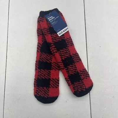 Calcetines difusos acogedores a cuadros rojos azul marino antiguos para mujer talla OS nuevos Foto 1 de 4