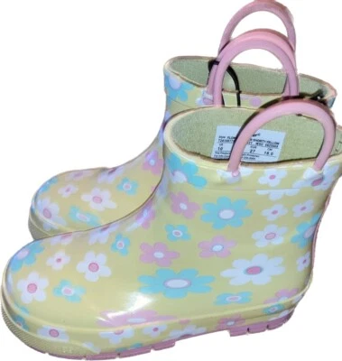 Botas de lluvia negras cortas Western Chief Flower Power para niñas pequeñas, talla 10 NUEVAS Foto 1 de 3