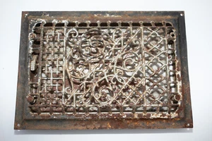 Cast Iron Mid Century Heater Vent (UE1/JSF6) Silver Rusted Metal Architectural - Picture 1 of 12