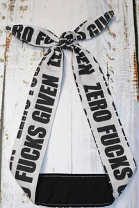 Zero F*cks given headband head scarf hair rockabilly tie f*ck print dolly bow - Foto 1 di 2