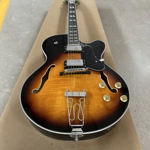 Guitarra Eléctrica L5 Personalizada Pastillas HH Jazz Cuerpo Hueco Llama De Colección Sunburst - Imagen 1 de 10